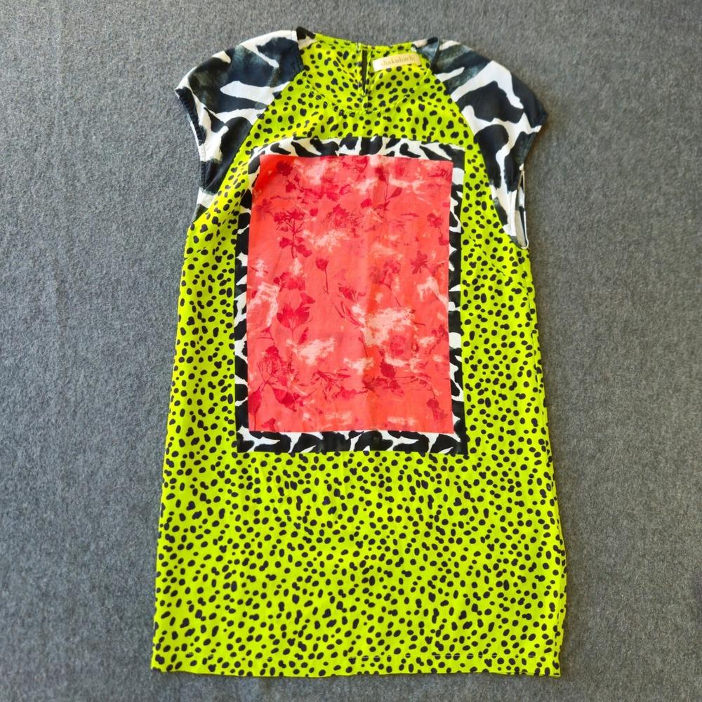 Shakuhachi‎ 100% Silk Leopard Dress Top Sz M Chic Indie Sleaze Streetwear EUC